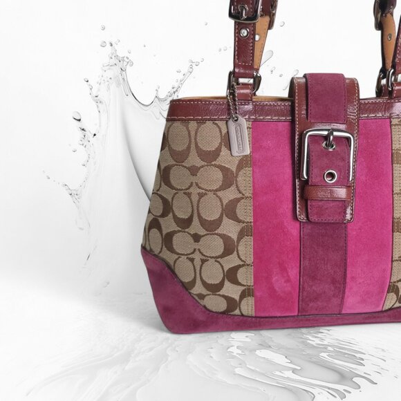 COACH Vintage Carryall Satchel in pink and signature wallet set - Picture 3 of 15